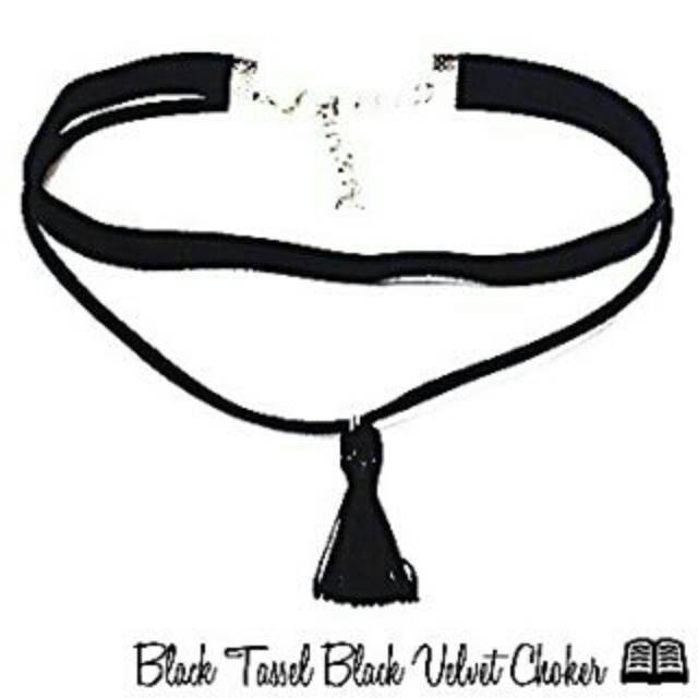 Double Black Tassel Velvet Choker Necklace | Kalung Handmade Premium Collection