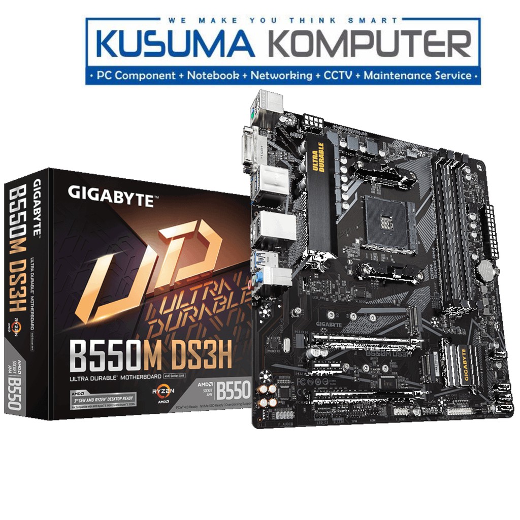 Motherboard Gigabyte B550M DS3H , PCIe 4.0, 4 DIMMs, M.2 NVMe, RGB FUSION