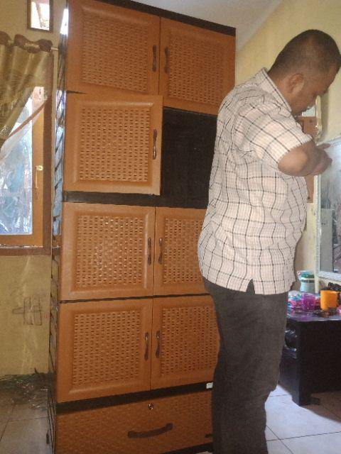 Lemari Plastik Rotan 4 Pintu 1laci Napolly