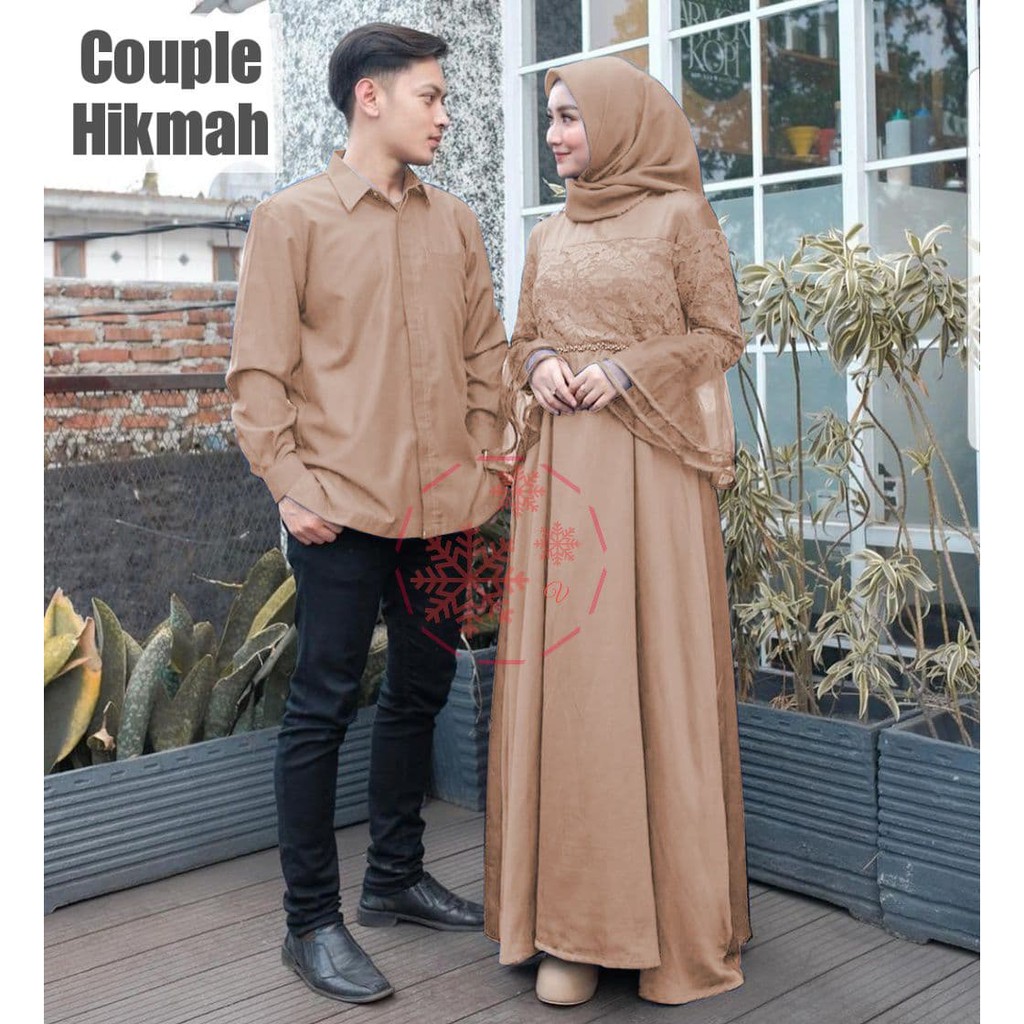 ESME- Set Couple Hikmah/COD/ Set Couple Muslim Keluarga / Dress Muslim Couple Brukat / Couple Muslim