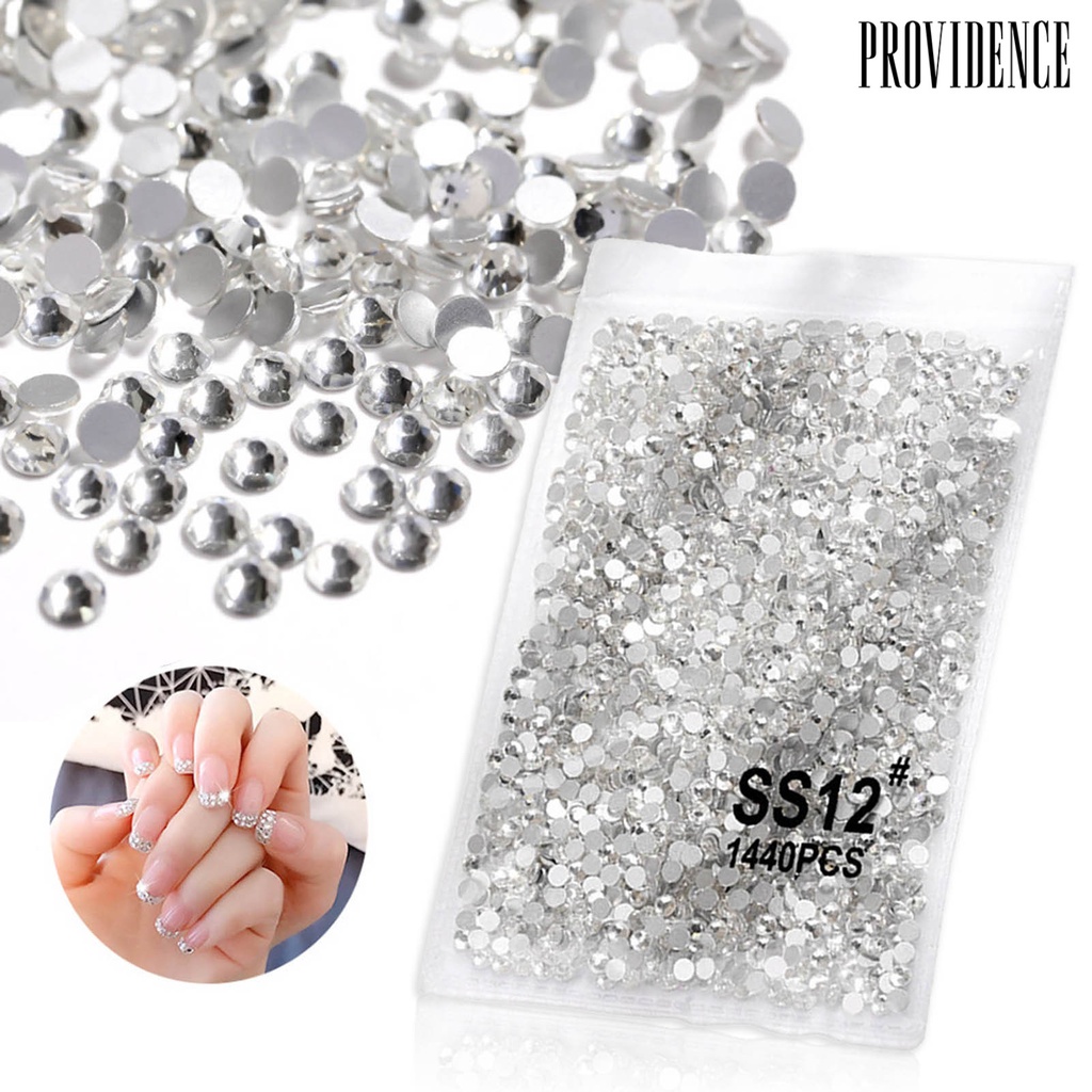 Providence 1440Pcs Manicure Decoration DIY Easy to Apply Glass Nail Transparent Flat Bottom Rhinestones for Phone Case