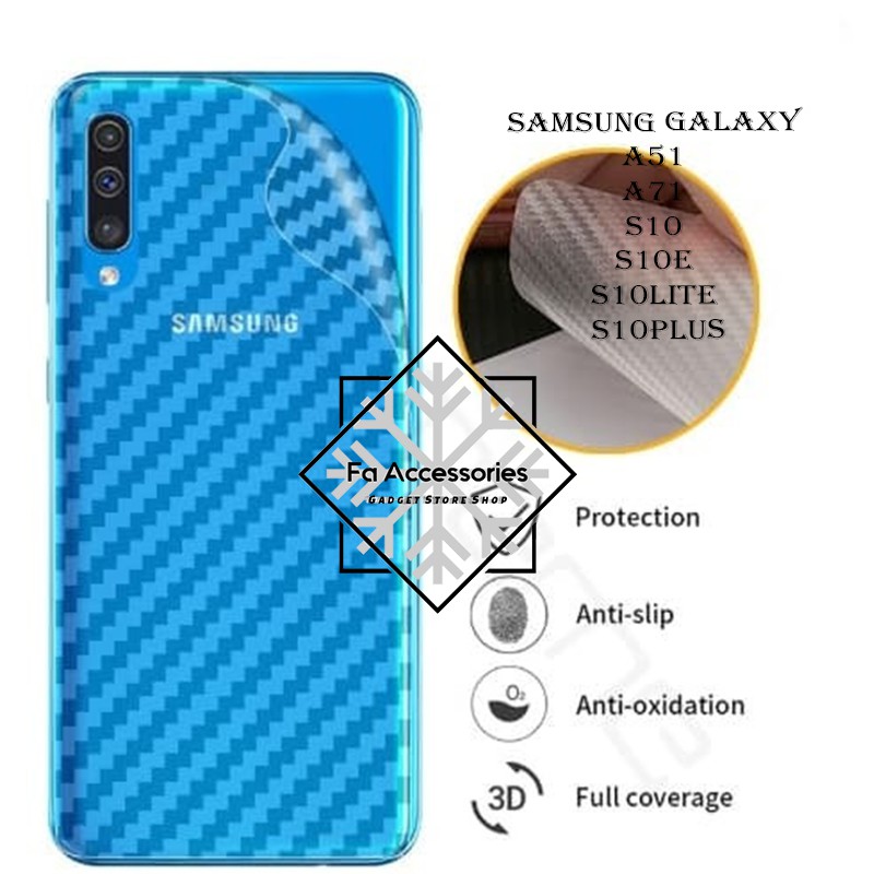 Skin Carbon Back Screen Samsung GALAXY SAM A51 A71 S10 S10E S10LITE S10PLUS LITE E PLUS