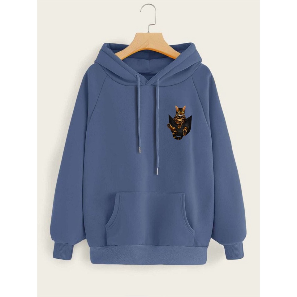 SWEATER CREWNECK CAT PEPPER PRIA/WANITA FLEECE