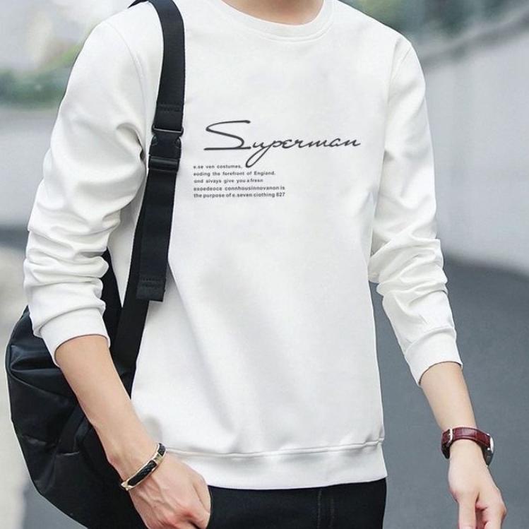 {Nga31au22ᵞ} Kaos Model Sweater SUPERMAN Lengan Panjang (Pria) Motif Sablon Distro Keren cool trendy sporty