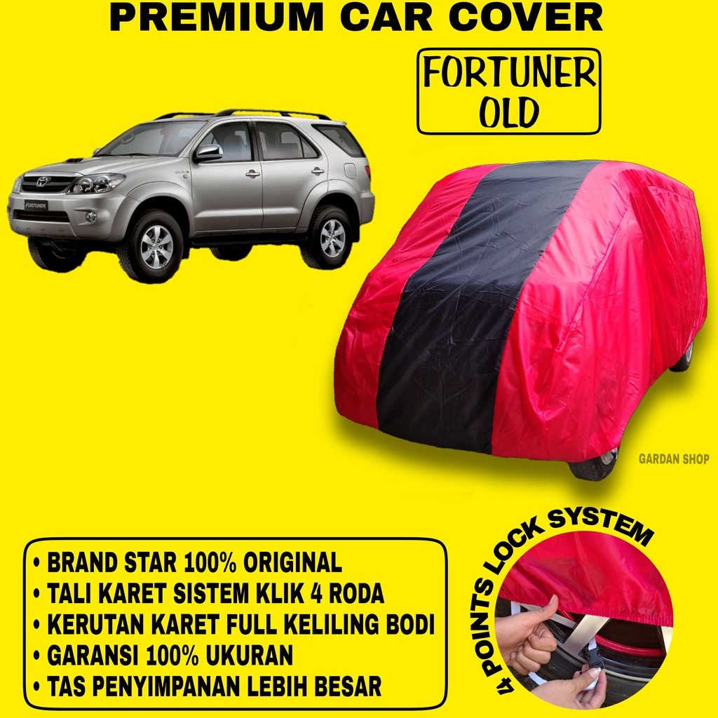 Body Cover FORTUNER OLD MERAH HITAM Penutup Bodi Mobil Fortuner Old Waterproof PREMIUM