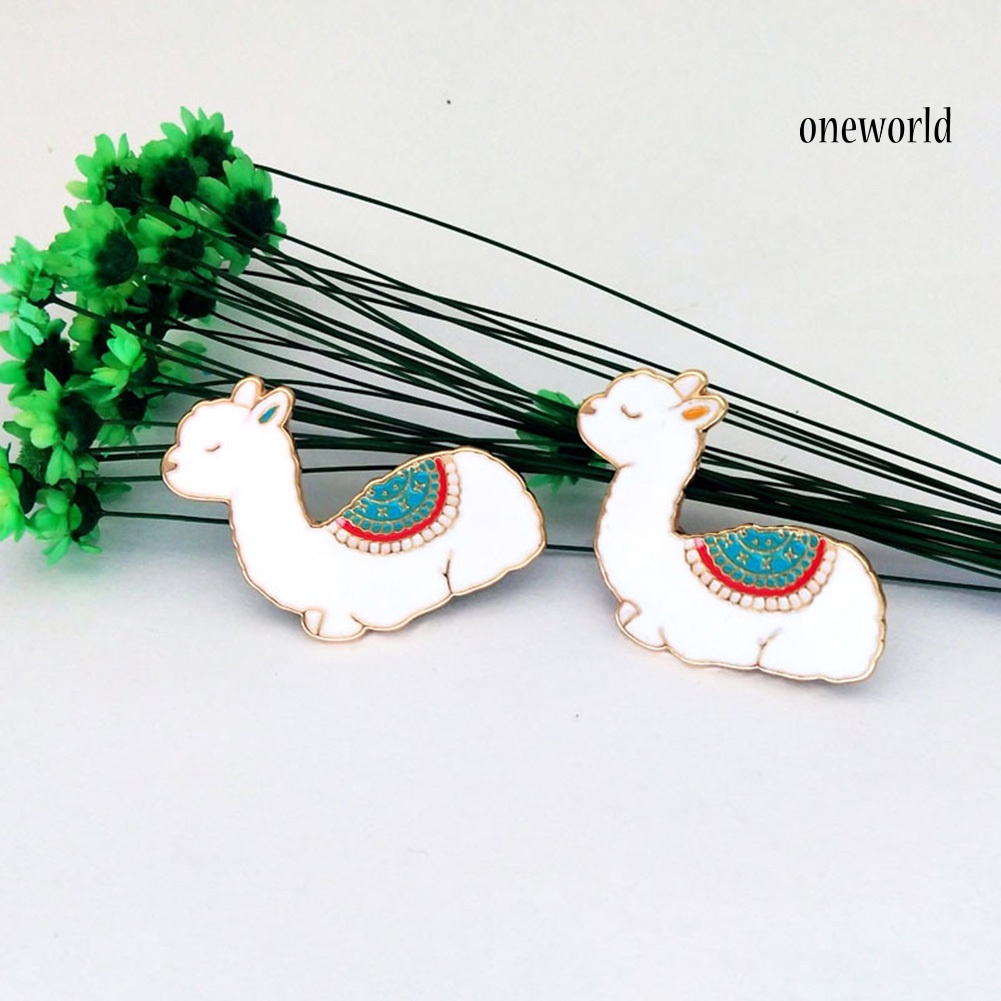 OW@ Unisex Cute Cartoon Alpaca Shape Enamel Brooch Pin Jacket Collar Bag Badge Gift