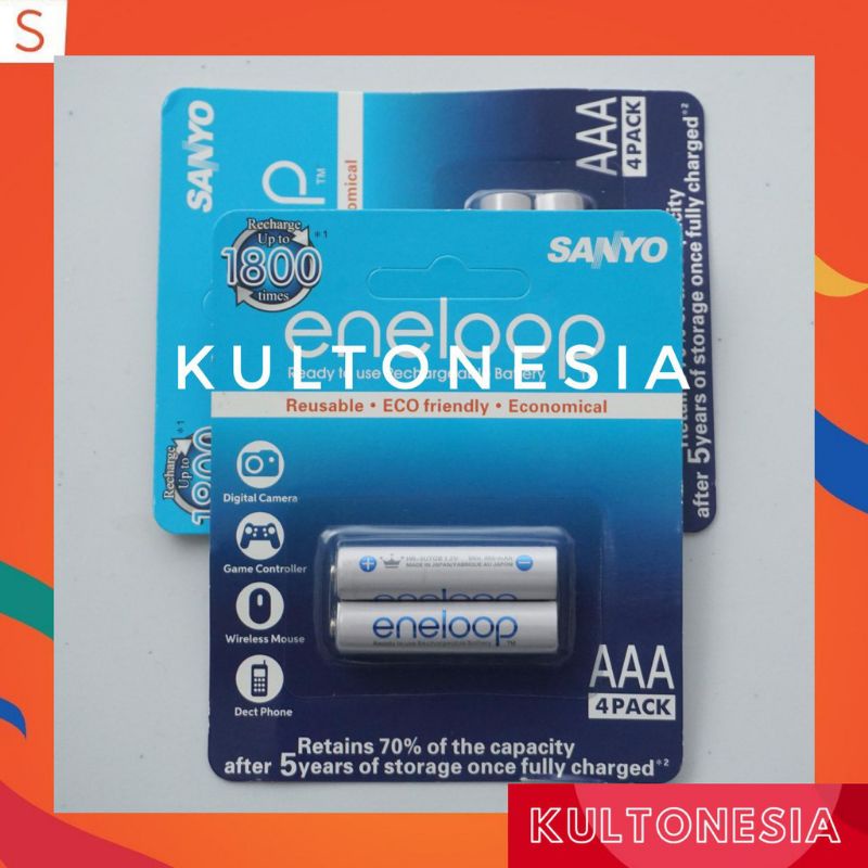 Baterai Original Sanyo Eneloop AAA A3 800mAh Isi 2Pcs Baterai isi ulang