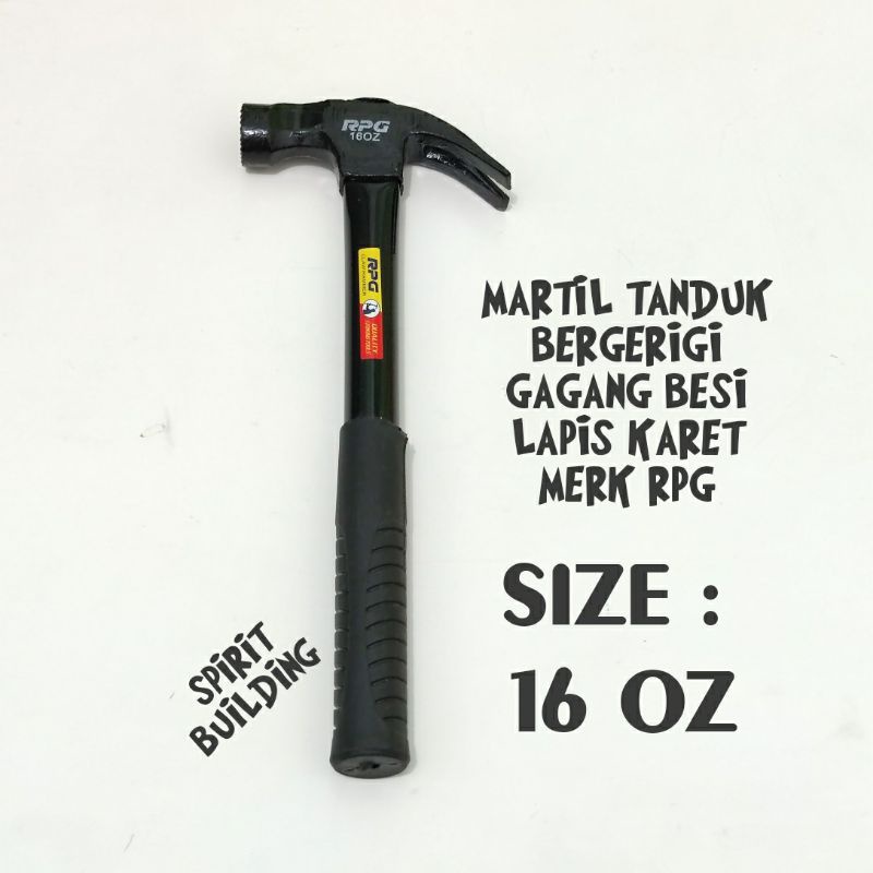 MARTIL TANDUK 16 OZ (BESAR) PALU KAMBING BERGERIGI MAGNIT GAGANG BESI LAPIS KARET RPG