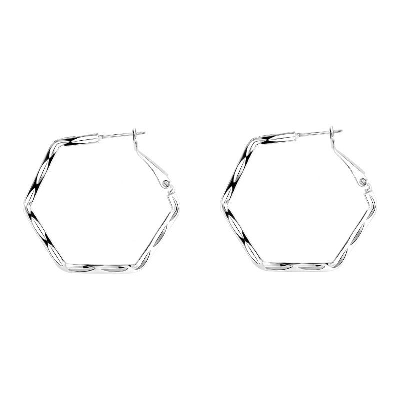 Anting hexagonal Geometris Untuk Wanita Korea vintage Aksesoris Telinga