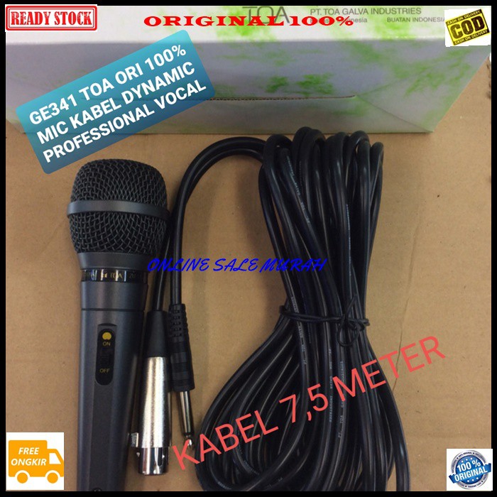 G341 Toa mic kabel panjang 7,5 meter bahan besi dynamic mik cable karaoke microphone wired vocal vokal mikrophone sound system audio musik pengeras suara pro profesional panggung dj studio acara pidato original ktv live original  GARANSI RESMI TOA  Ada S