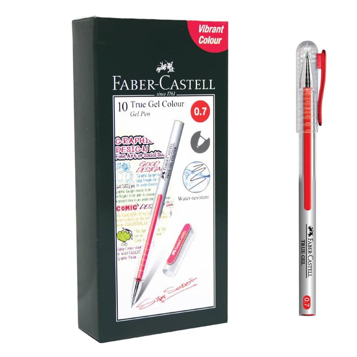 

TERBARU FABER-CASTELL TRUE GEL PEN -- SOFT RED INK 0.7 MM