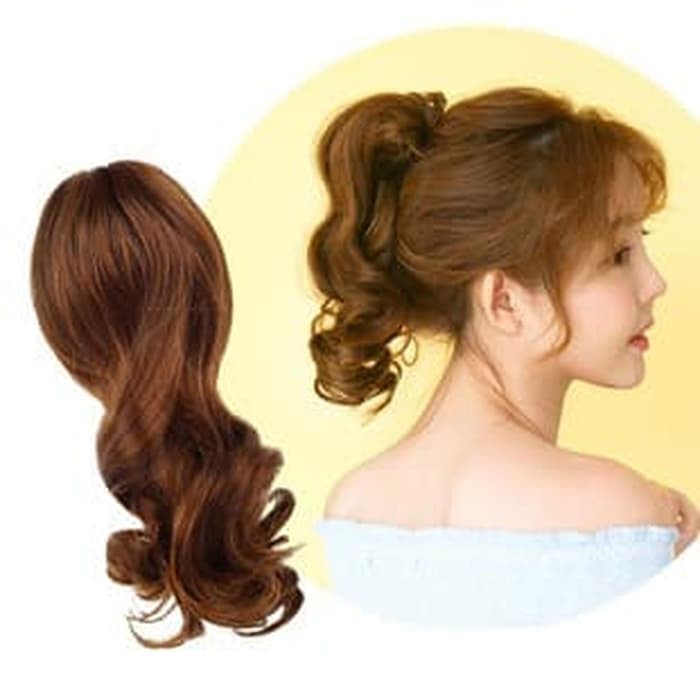 CPK hair clip on jepitan ponytail korea pendek wavy rambut palsu kuncir kuda