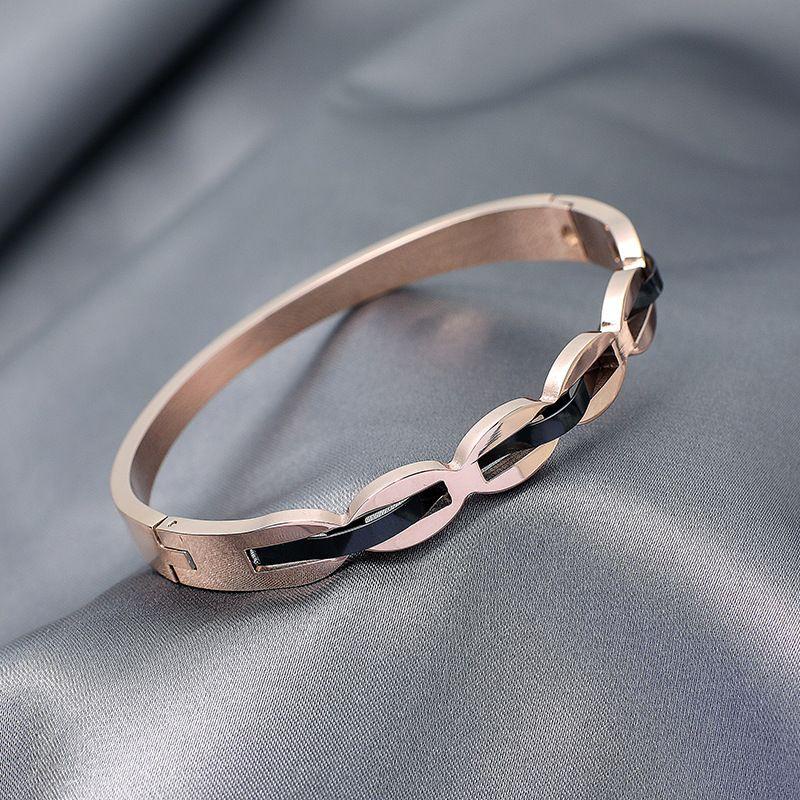 COD! gelang tangan bangle titanium variasi kepang hitam anti karat import