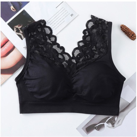 ( Fy ) COD Bra import bra Wanita dengan Model Renda Tanpa Kawat dan Bahan Lace Bergaya Korea Amerika