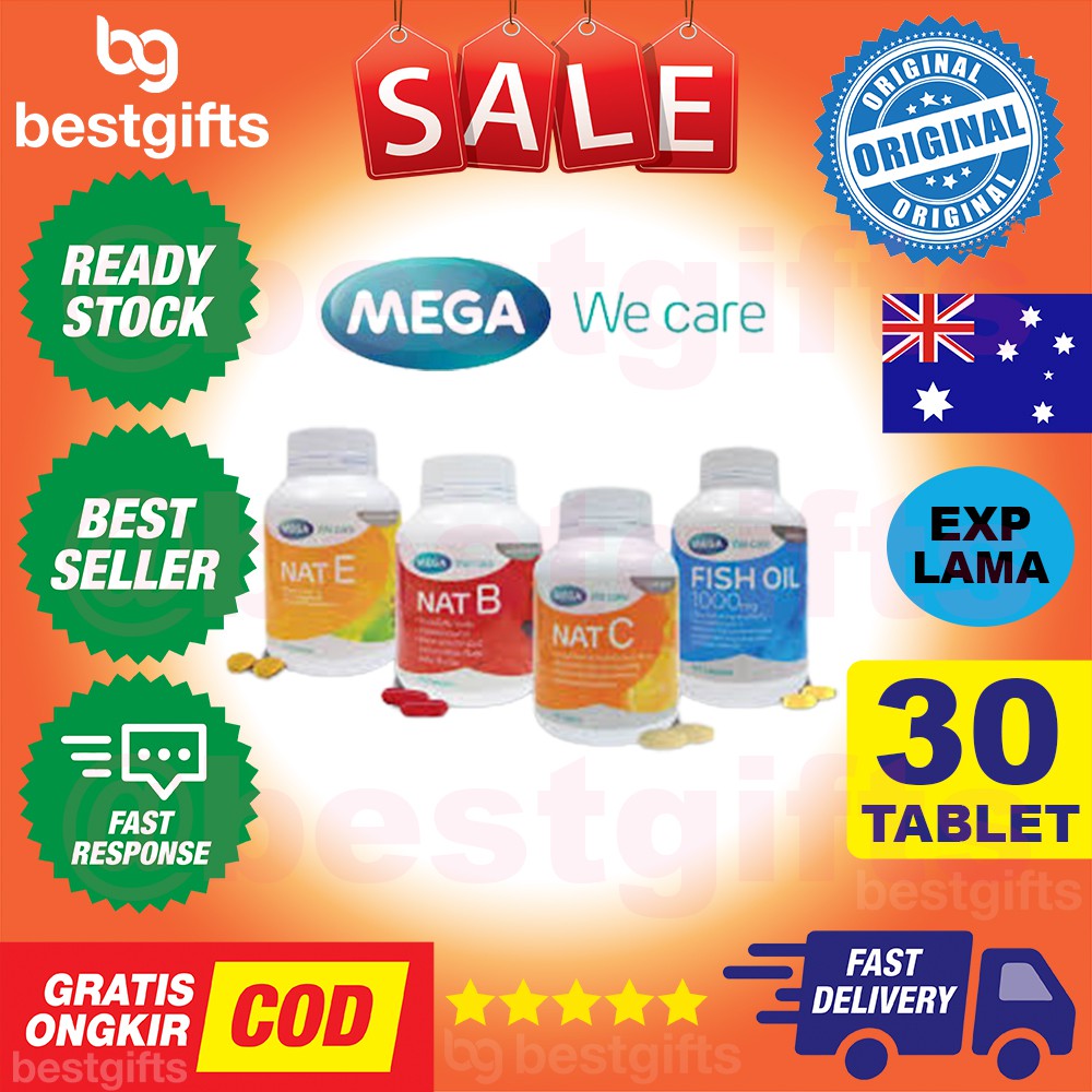 MEGA WE CARE NAT C VITAMIN VIT C 1000 MG KEKEBALAN DAYA TAHAN IMUN TUBUH AMAN DI LAMBUNG 30 TABLET