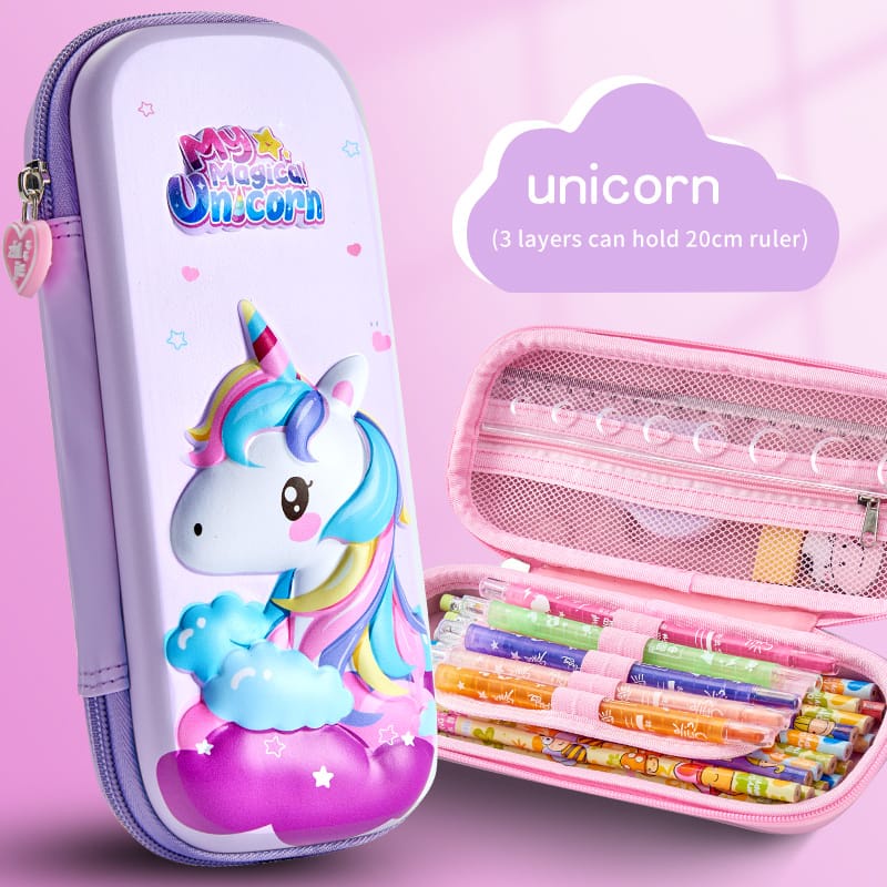 Kotak Pensil 3D Karakter MAGIC UNICORN Sangat Lucu dan Trend Untuk Kado Ultah Gift Hadiah Kado Anak Cewek