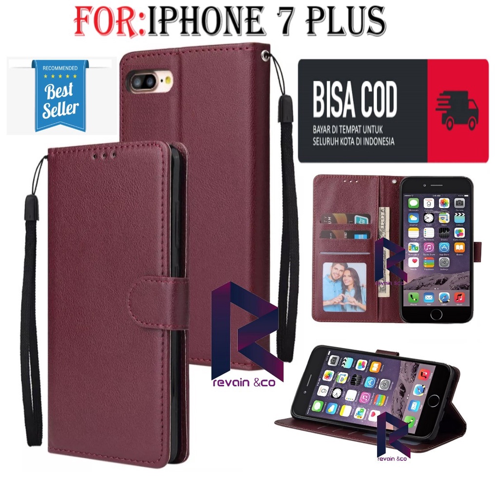 FLIP COVER IPHONE 7 PLUS CASING FLIP WALLET LEATHER KULIT PREMIUM SARUNG BUKA TUTUP FLIP CASE IPHONE 7 PLUS