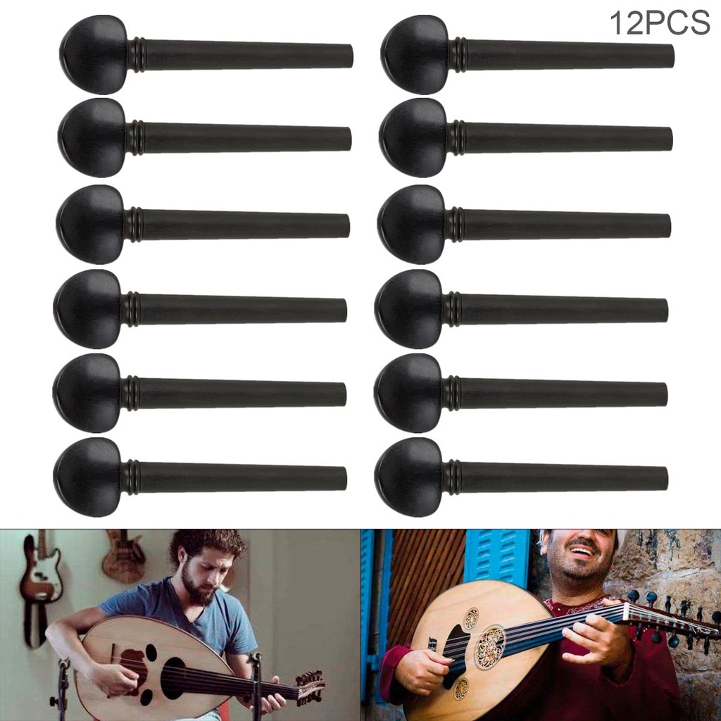 12pcs / set Tuning Peg Oud Ebony String Pengganti Untuk Aksesoris Alat Musik