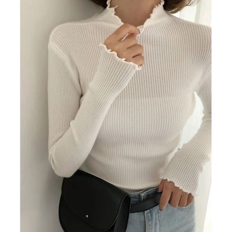 DAISY CURLY SWEATER TERMURAH KUALITAS PREMIUM BB 30 - 55 KG MELAR / ATASAN RAJUT WANITA / SWEATER RAJUT BLOUSE KOREA STYLE / BAJU RAJUT KEKINIAN 2022 / FASHION RAJUT KETAT / TURTLENECK KRIWIL TANGAN PANJANG