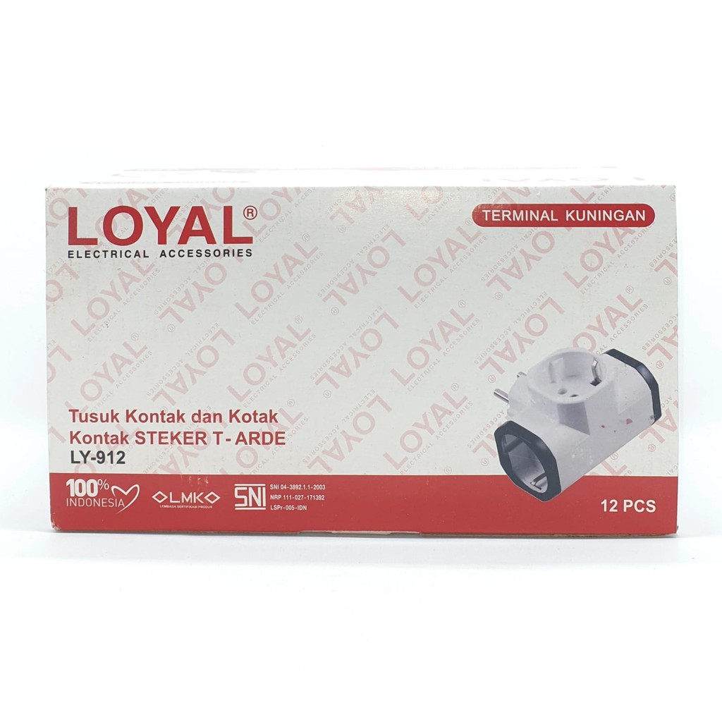 @12 Pcs (1 Kotak) Loyal LY-912 T Arde Tanpa Saklar / Steker T Arde Tanpa Saklar / Colokan Listrik