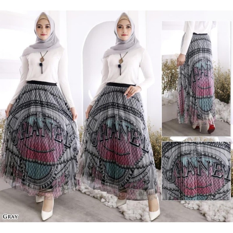 Rok Tutu Panjang Branded Printing / Tutu Maxi Skirt Import - Katlyn Shop-5