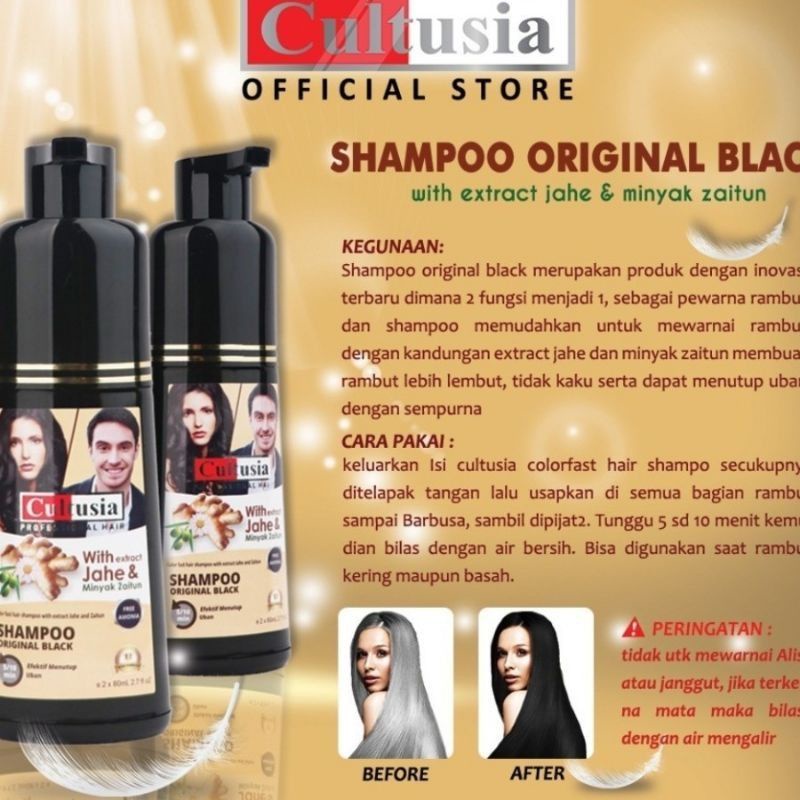 Shampoo Shampo Penghitam Penghilang Uban Rambut Beruban Cultusia Original Semir Rambut Instant