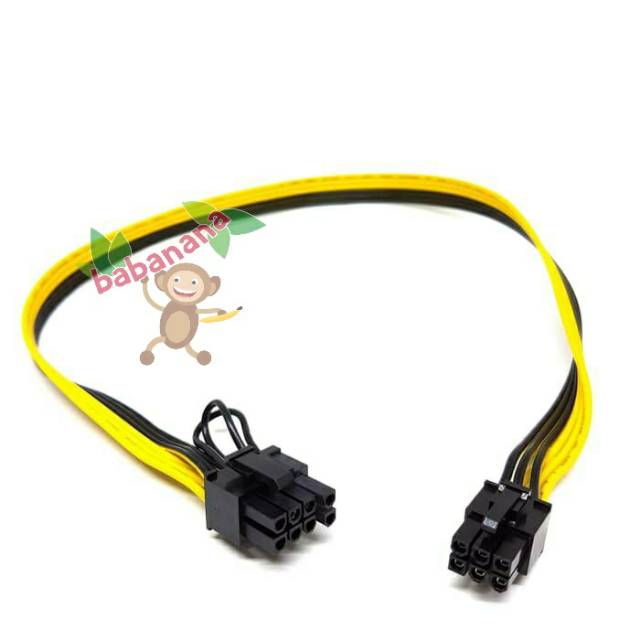 Kabel Power VGA 6 pin Male to 8 Pin Male PCIE PCI-E mining 50cm