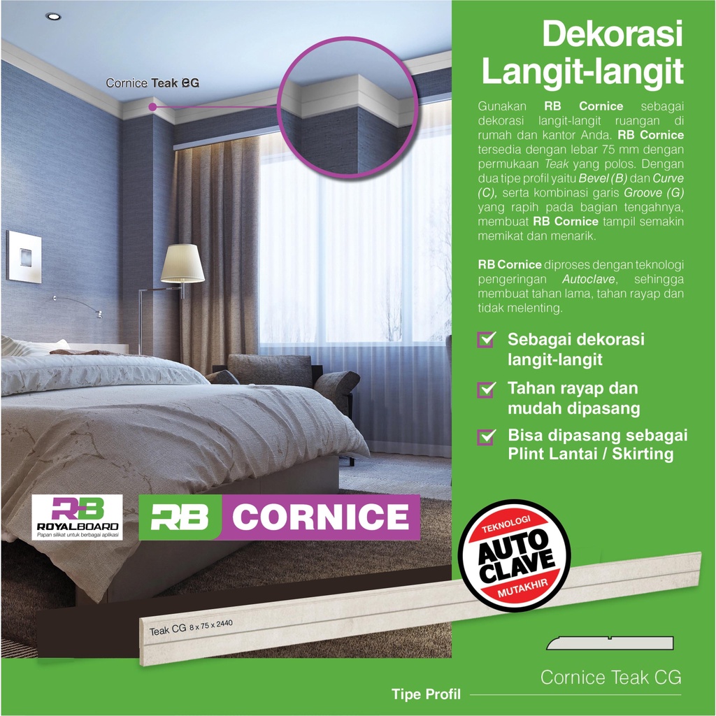 Royalboard Cornice Dekorasi Langit2 Lis Plafon / Plint Lantai Skirting