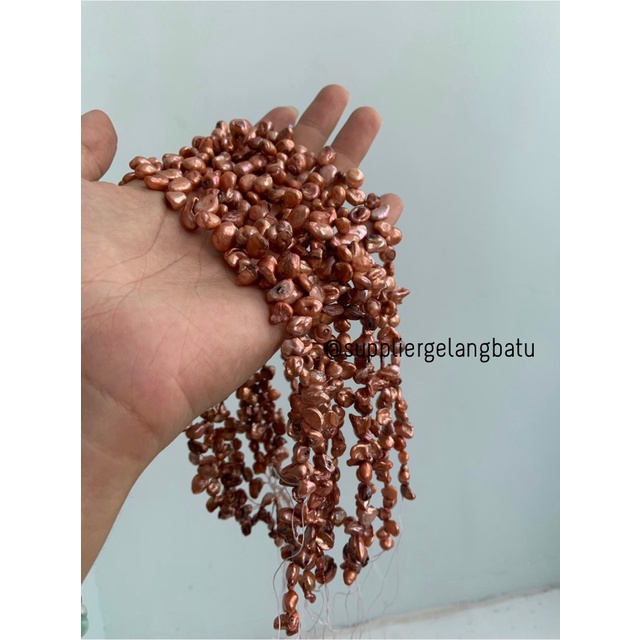 kerikil Mutiara Air Tawar KESHI ORANGE tetes OVAL fresh water pearl