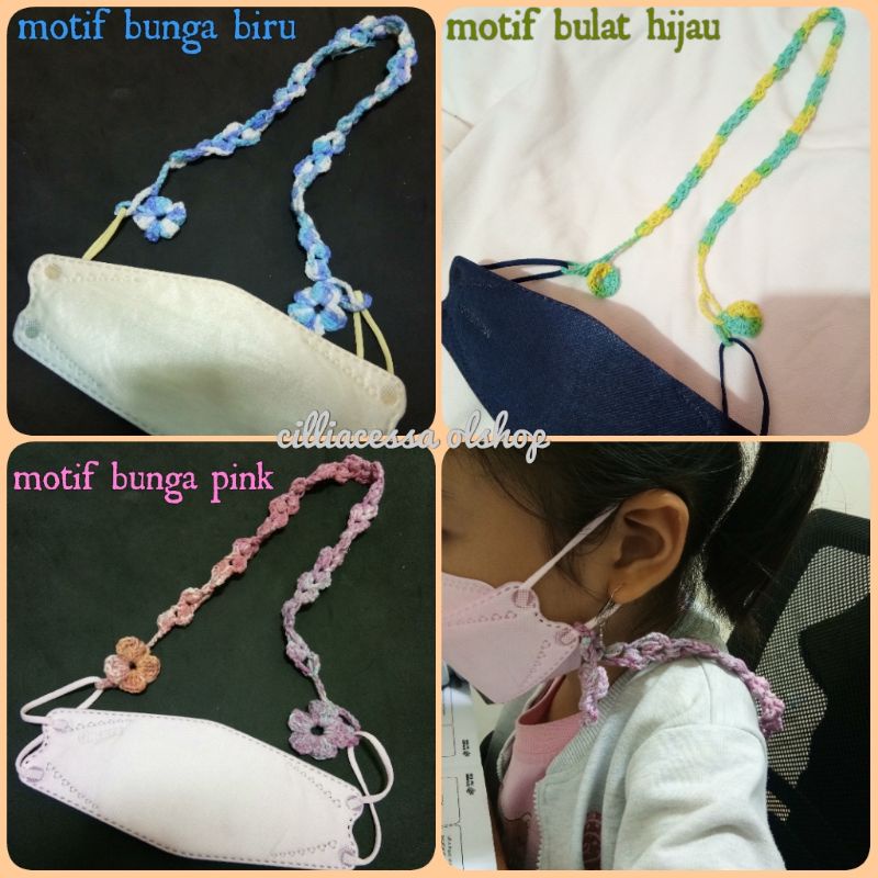 tali masker strap masker anak perempuan laki laki handmade rajut