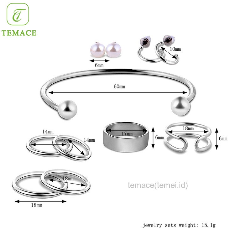 Cincin titanium Set Berlian Imitasi Elegan Korea Wanita 11pc