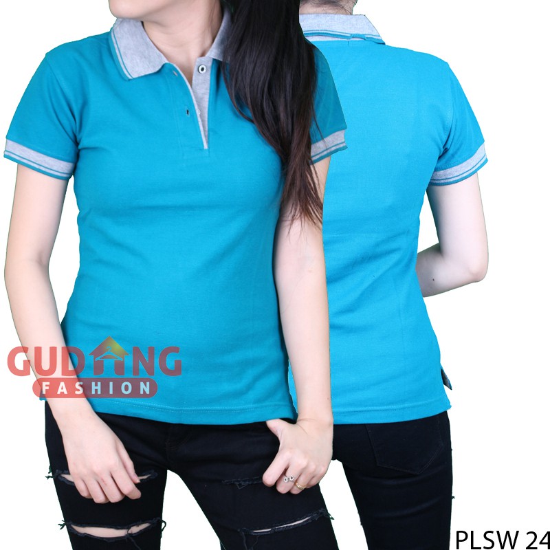 Kaos Kerah Polos Pendek Wanita PLSW 24