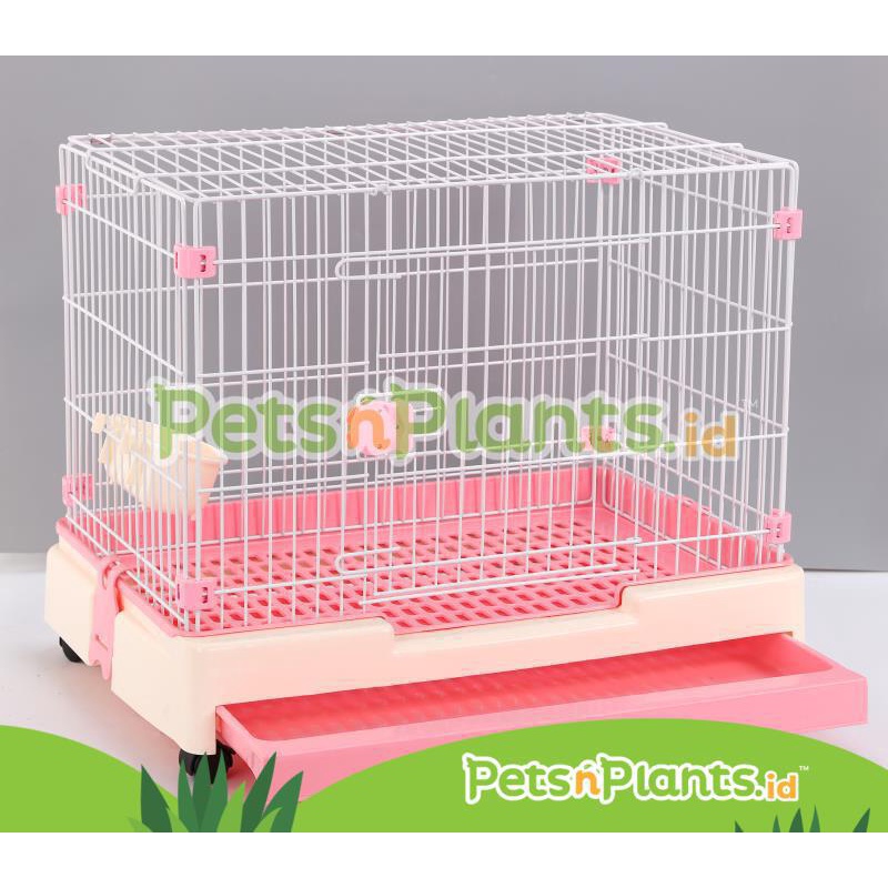 Pet Wire Cage - Kandang Hewan Anjing Kucing Kelinci Besi Premium PP Import 58x42x51