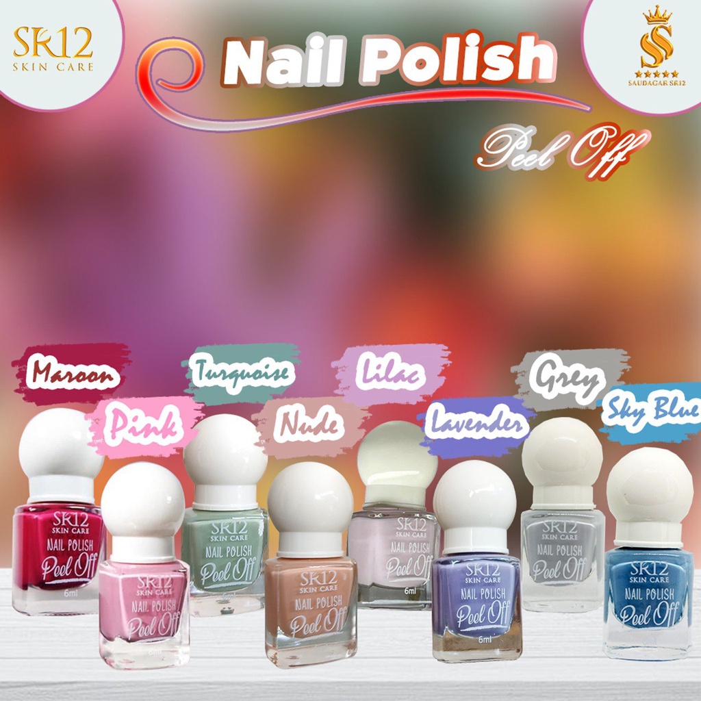 NAIL POLISH PEEL OFF SR12 ORIGINAL / KUTEKS HALAL MUSLIMAH BISA PAKAI SHALAT KUTEK BISA KELUPAS