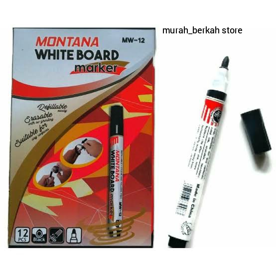 SPIDOL WHITEBOARD MONTANA /Spidol Whiteboard Marker montana HITAM MW-12 (/PCS)