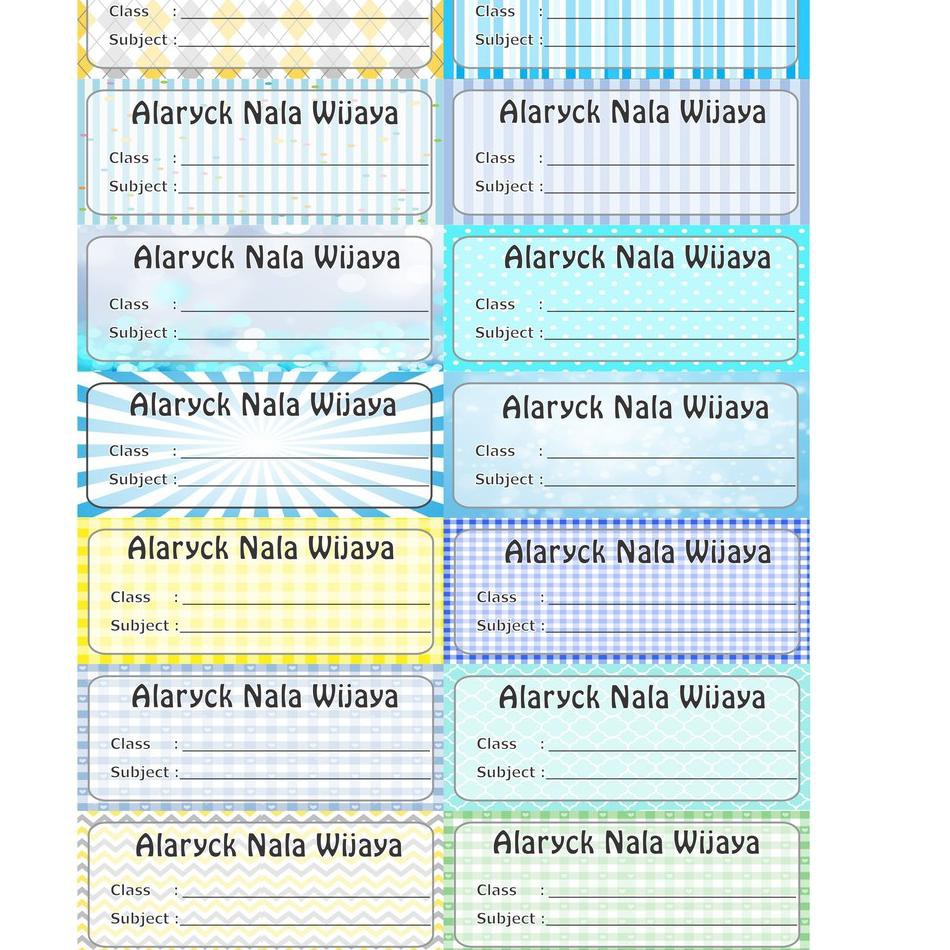 

(RU)★ LABEL BUKU PELAJARAN MOTIF POLOS❝Produk⭐.berkualitas❝⭐