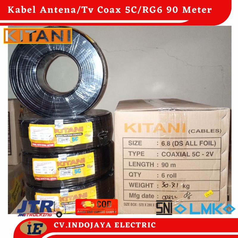 Kabel Antena Tv Kitani Coaxial RG6/5C Kitani 100 Yard