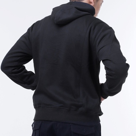 Barazha Hoodie Unisex Polos Cotton Fleece Embossed Hitam