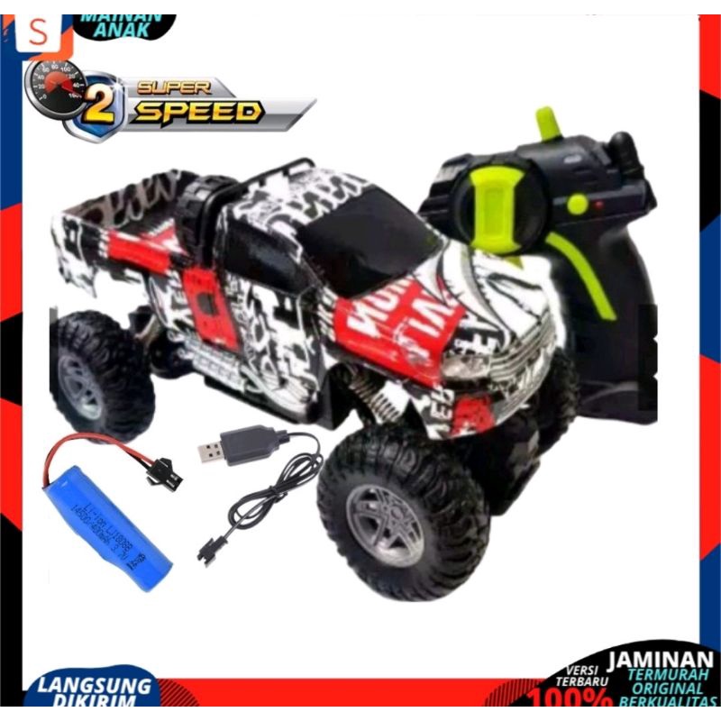 Mobil Remote Control OffRoad RC Car Jeep Rock Crawler Pick Up Baterai Cas