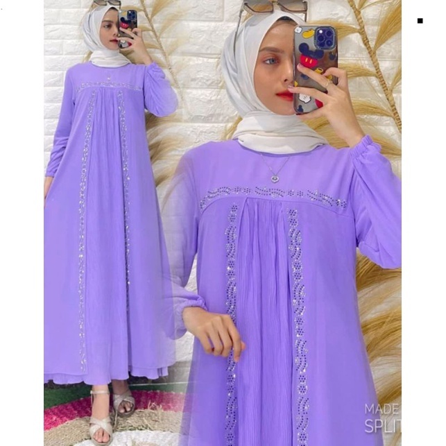 Dress Prisket Terbaru Gamis Payet Premium Mewah Murah Seragaman Lebaran Keluarga Fashion Baju Kurung