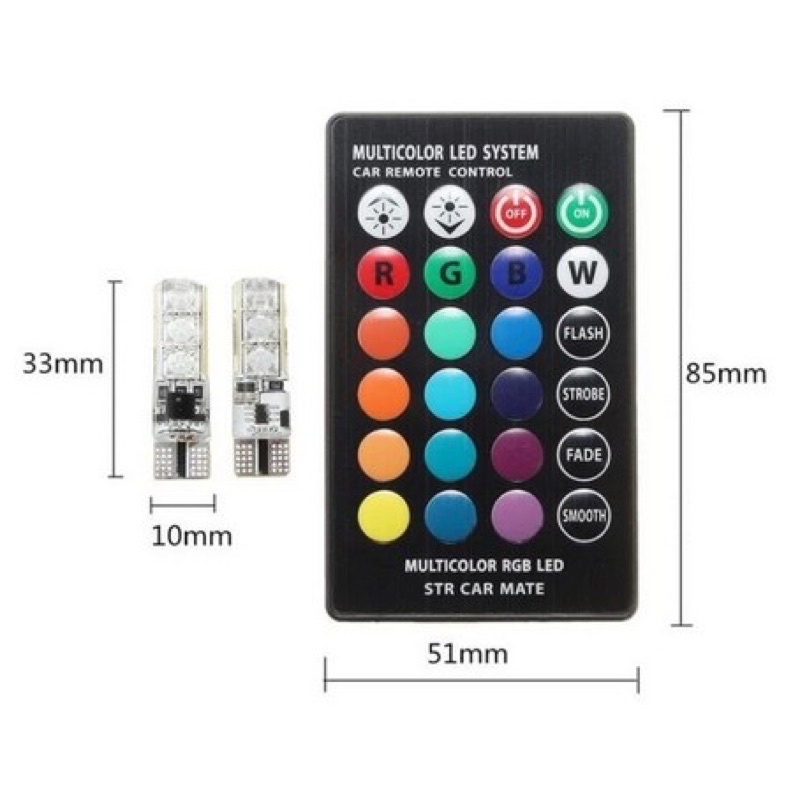 PROMO Lampu LED T10 Lampu Sen Lampu Kota RGB Remote Jelly 6 Mata 16 Warna