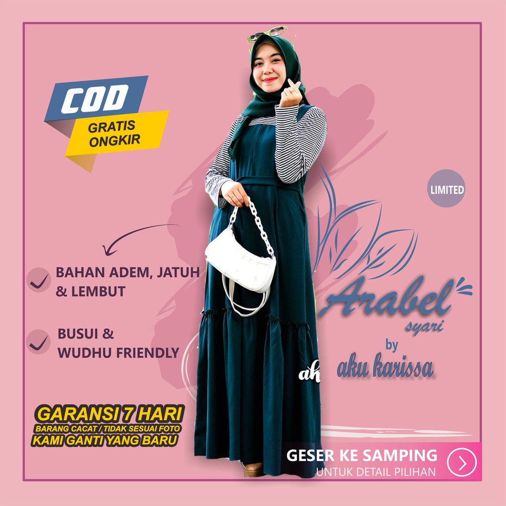 GAMIS ARABEL aku karissa terbaru salur hitam putih rempel susun aku karisa overall