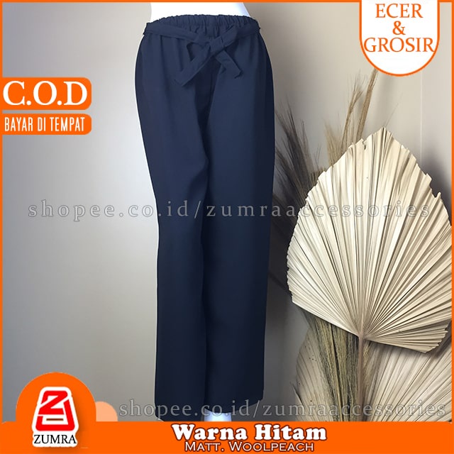 Size Jumbo 65+ Celana Wanita Kulot Wolfis Highwaist Ribbon Pants Casual