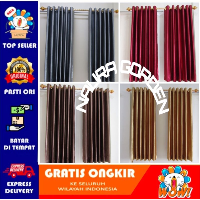 Gorden jendela pendek Minimalis Blackout import Polos Smokring terbaru Trai Kamar Jendela Kecil