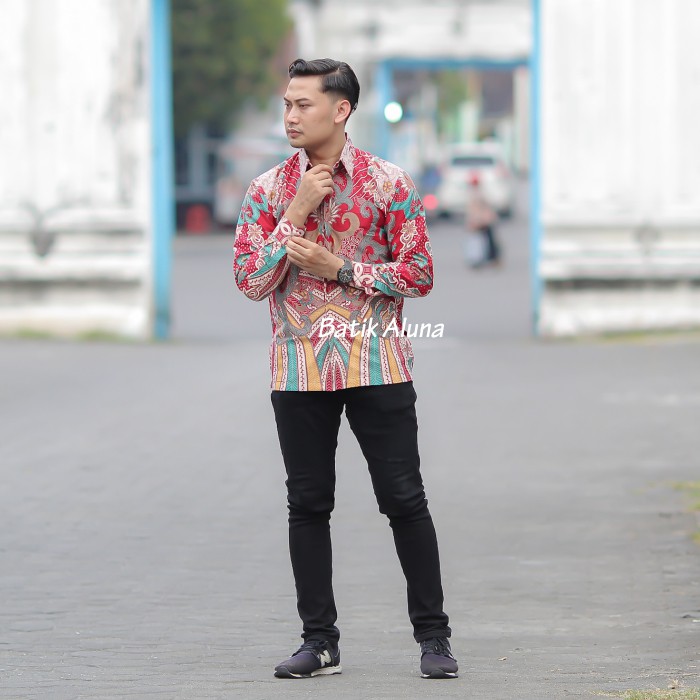 Batik Alisan Lengan Panjang Pria Premium Solo Pabrik Batik Aluna Sragen PCW 083