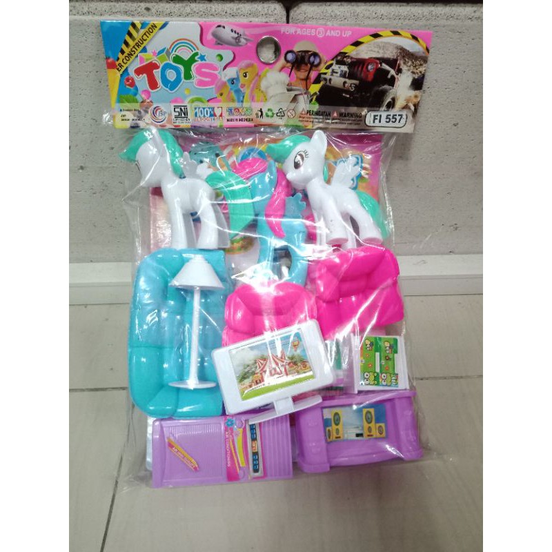 FI 557 - Mainan anak little pony kuda poni dan sofa FI557