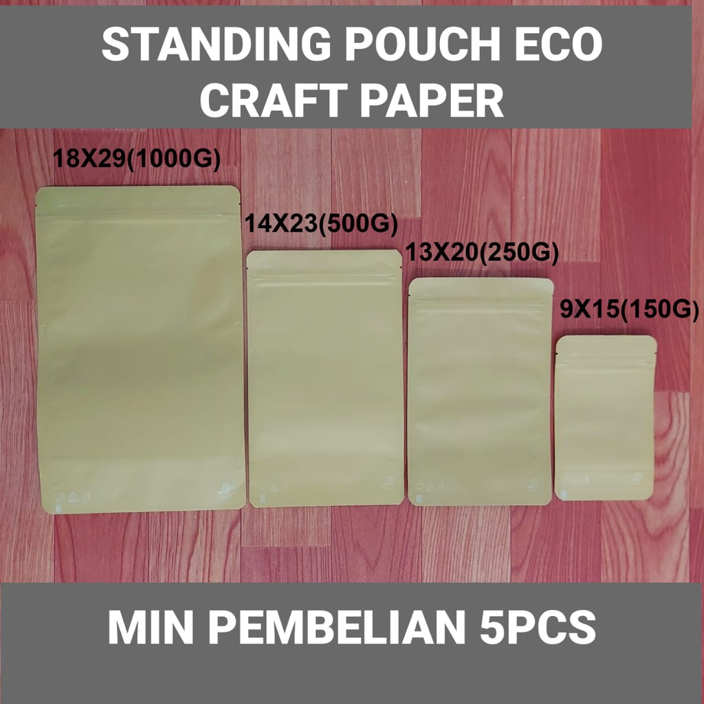 standing pouch craft paper 150gr 250gr 500gr 1000gr 2000gr kemasan kopi k pack