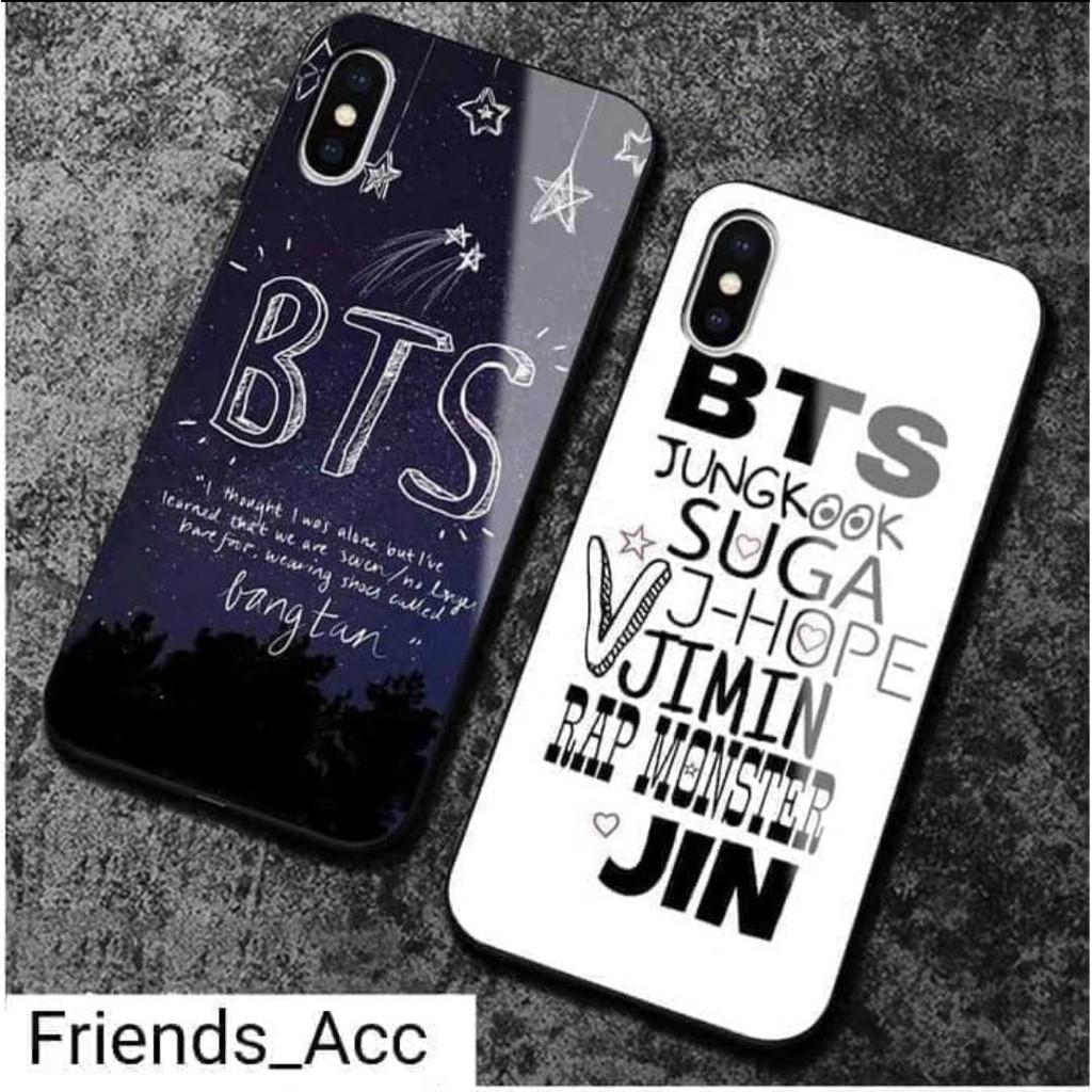 IPHONE 11 , IPHONE 11 PRO , IPHONE 11 PRO MAX PREMIUM CASE CASING GLASS MOTIF BTS