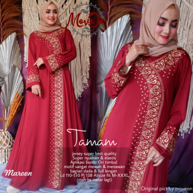 Tamam Maxy Gamis Jersey Bordir Ori Turkey Dres Muslim Jumbo xxxl Ld 130cm Arabian Soleram Abaya Gamis Lebaran Remaja Muslimah Terbaru Seragaman Pengajian Murah Dress Wanita Muslimah Syar'i Gamis Polos Tebal Premium Warna Hitam