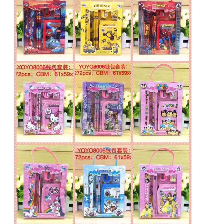 

Hot - Paket Alat Tulis lengkap set / Souvenir ulang tahun Atk Set anak karakter 8006